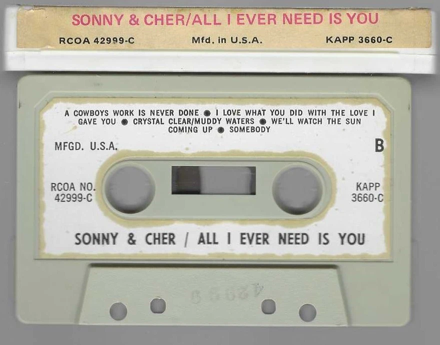 Sonny & Cher All I Ever Need is You (Cassette, Kapp) Snap Case) VG-VG+ - Image 2 of 2