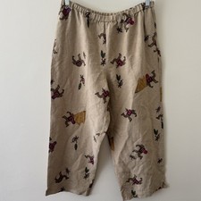 Vntg Chicos Design Silk Linen Pants Sz 3 Large Camel  Monkey Desert Chic 90s