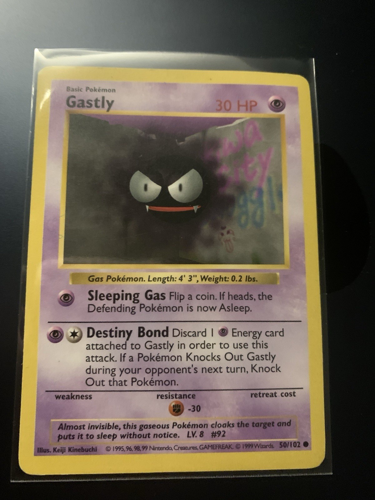 Pokemon TCG Gastly Card Base Set 50/102 Vintage Collectible