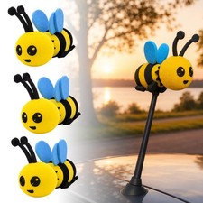 3X Car Antenna Topper Decors Smiling Bee Ornaments Car Decoration Little bee