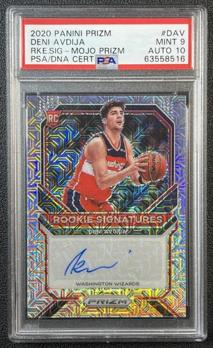 DENI AVDIJA PSA 9 2020-21 PANINI PRIZM ROOKIE AUTO MOJO RC WIZARDS 23/25