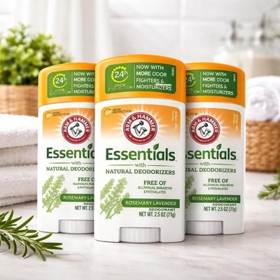 Arm & Hammer Essentials Natural Deodorant Rosemary Lavender 2.5 oz (Pack of 3)