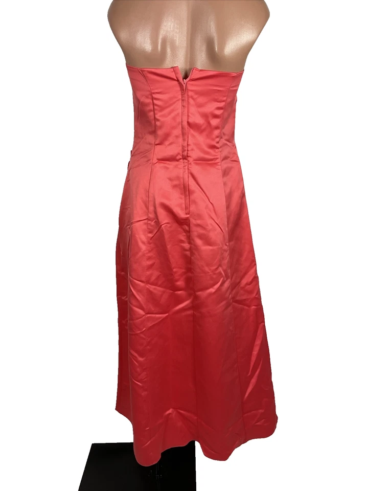 Vestido Largo 9/10 Coral Naranja Satinado Sin Tirantes Vintage y2k Urbano Niña Nites Foto 2 de 4