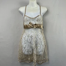 Shirley of Hollywood lingerie Women Small Sequined Mesh Strappy Romantic Holiday