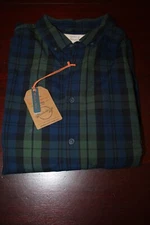 mens weatherproof vintage woven button shirt M nwt tartan plaid green blue