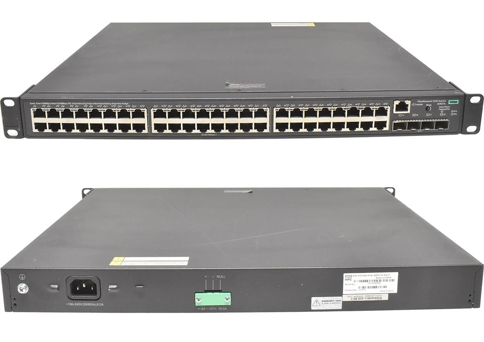 HP FlexNetwork 5130 JG937A 48-Port RJ-45 PoE+ GE Switch 4x SFP+ 10GB Rack Ears