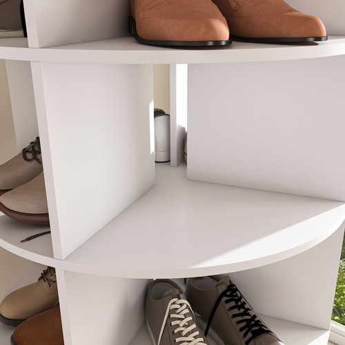 6-stufiger drehbarer Schuh Organizer drehbares Schuhregal Turm Display Aufbewahrung weiß - Bild 12 von 14