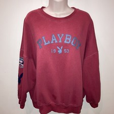 Playboy PacSun Oversized Red Crewneck Sweatshirt, Women s Size Small, EUC