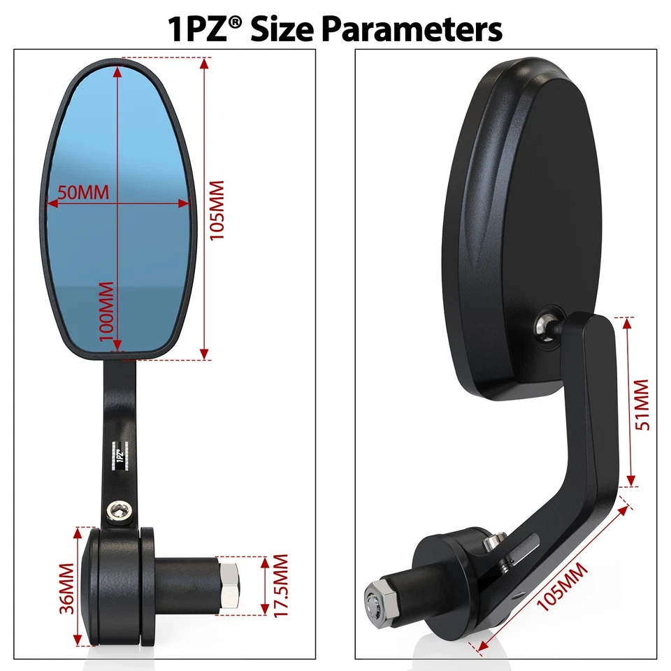 Espejos retrovisores de extremo de manillar de 7/8" 22 mm para Yamaha Big Bear 250 400 Grizzly 350 450 ATV Foto 4 de 4