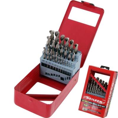 25pc HSS Metal Metric Drill Set 1mm - 13mm High Speed Steel Wood ...