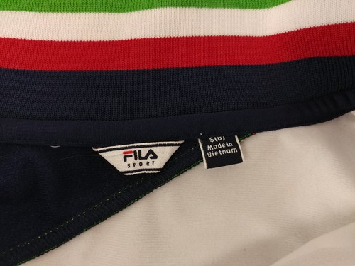 FILA Italia Sport Zip Up Jacket Youth S 8 Pockets Soccer Track White Blue - Picture 5 of 7