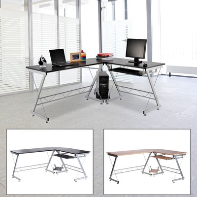 Homcom L Shaped Corner Home Office Computer Desk Workstation W