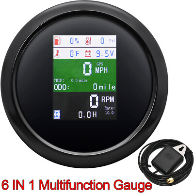 #ad 85mm 6 In 1 GPS Speedometer Tachometer Water Temp Fuel Level Oil Pressure Volt $56.88