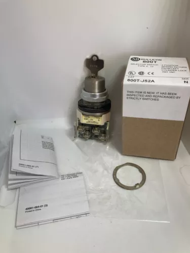 ALLEN BRADLEY 800T-J52A SEL SWITCH 3 POS SPRING RET FROM LEFT 1NO/1NC SER N NIB