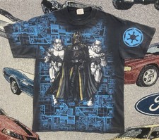 Vintage 90s Star Wars Darth Vader Stormtrooper AOP T-Shirt Youth XL Adult M