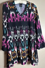 Win Win Women’s Multicolored Flare Bottom Tunic Top Size S-M