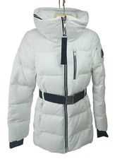 Moose Knuckles Womens White Belted Maligne Jacket Parka Coat Size Extra Small XS