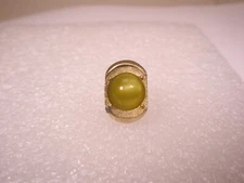 1/2" Yellow Cabochon & Gold Tone Quality Vintage SWANK Tie Tack Lapel Pin q108