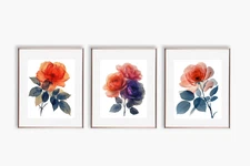 Red Purple Roses Flower Print Translucent Home Decor  8.5”x11” 3 Sets Unframed