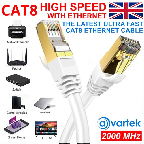 CABLE CAT8 BLINDADO 2000MHZ 40GBPS ETHERNET LAN ULTRA ALTA VELOCIDAD DE CONEXIÓN VELOCIDAD RJ45 - Imagen 13 de 14