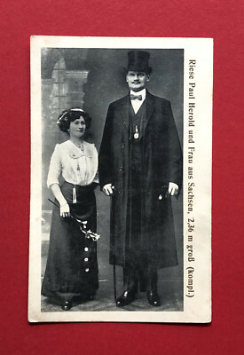 AK Sachsen um 1910 Riese Paul Herold und Frau 2,36m gross Typen   ( 61094