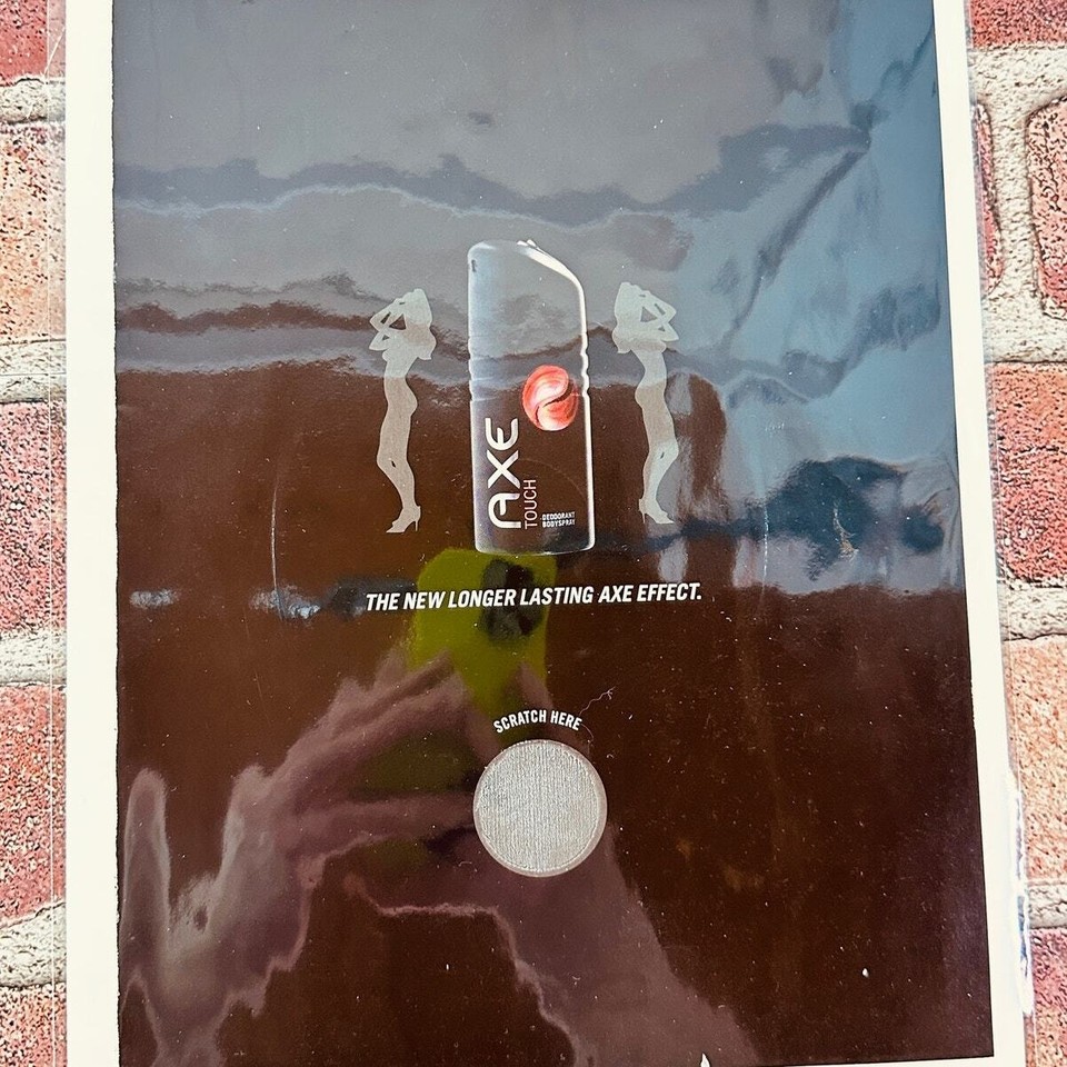 2005 Axe Touch Deodorant Body Spray Scratch Here Original Vtg PRINT AD