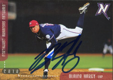 2010 Arkansas Naturals BLAINE HARDY Signed Card autograph AUTO TIGERS BREWERS