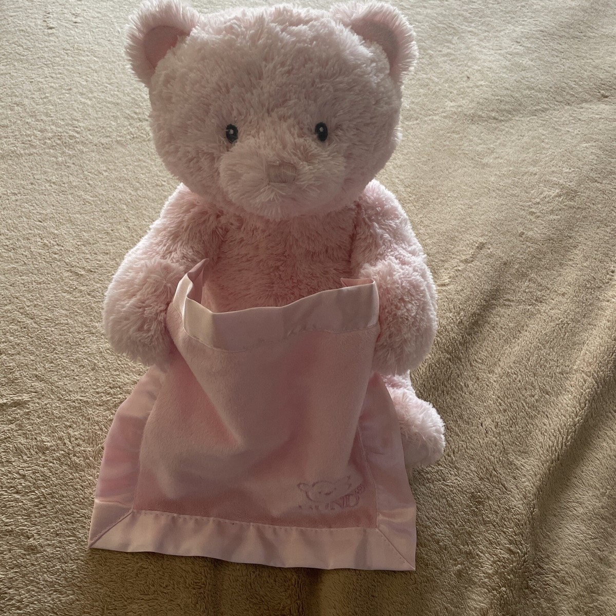 Baby Gund My First Teddy Peek a Boo Bear Pink Plush Animal Talking Animated