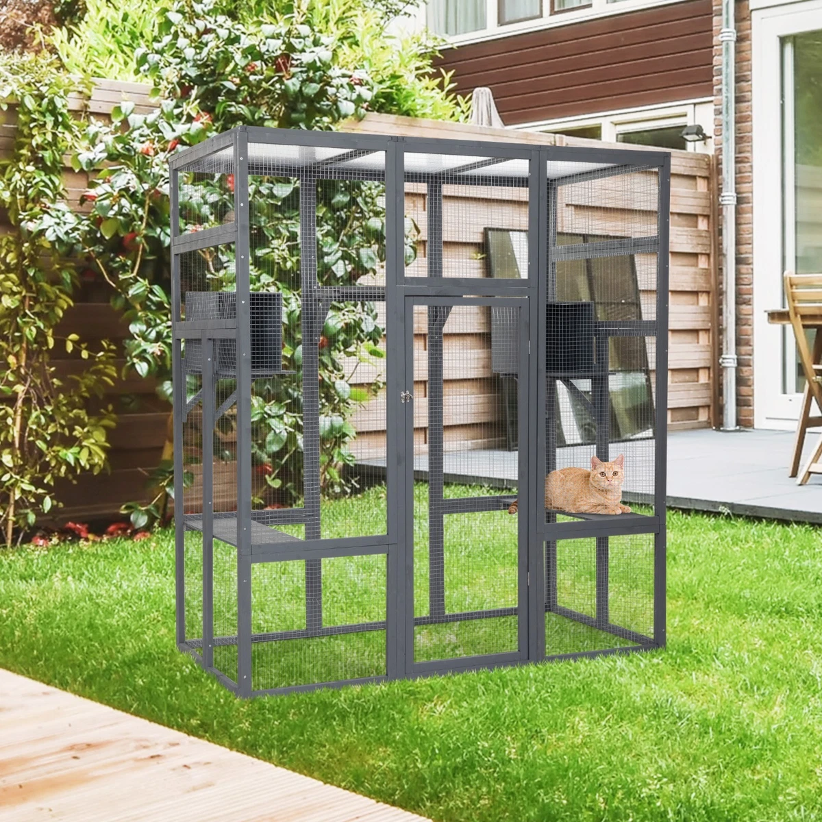 COZIWOW Upgraded Outdoor Cat House Large Catio with Platforms Cat