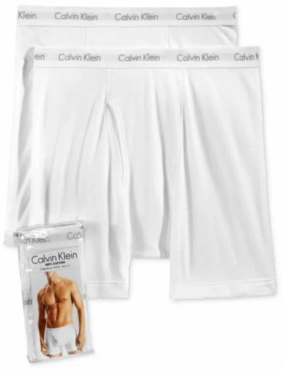 2 WHITE SIZE 5XL BIG 56-58 GENUINE CALVIN KLEIN COTTON BOXERS BRIEFS  UNDERWEAR