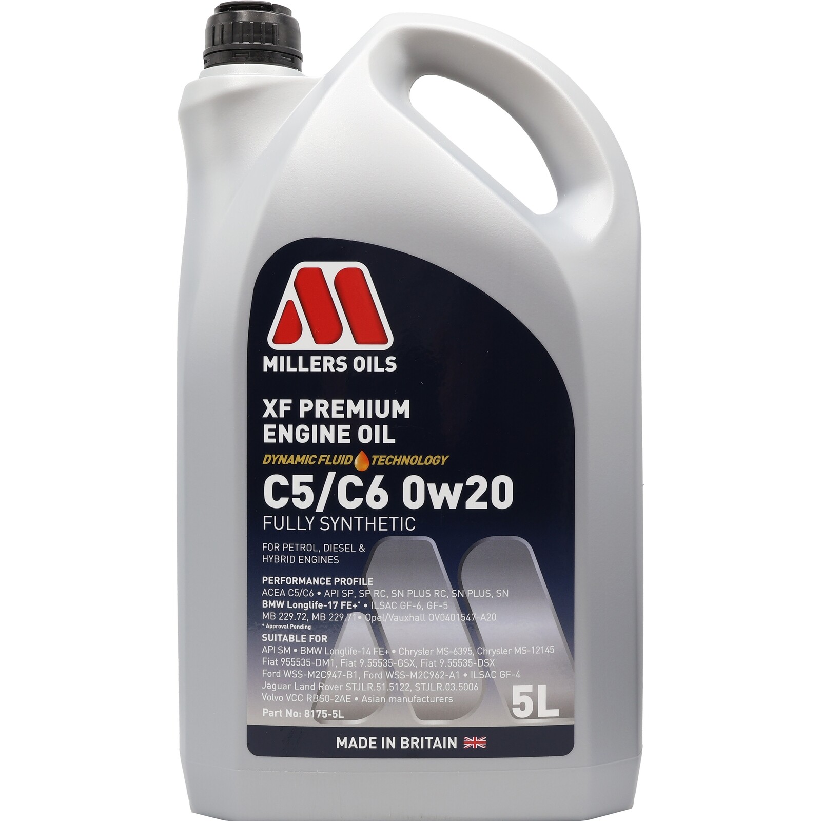Millers Oils XF Premium C5/C6 0w-20 0w20 Fully Synthetic Engine Oil 5 Litres 5L