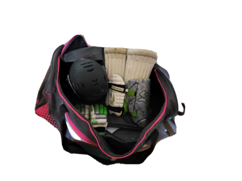 PUMA Senior Cricket Bag (mcgrath fn) With Wheels some gear including helmet. - Picture 2 of 4