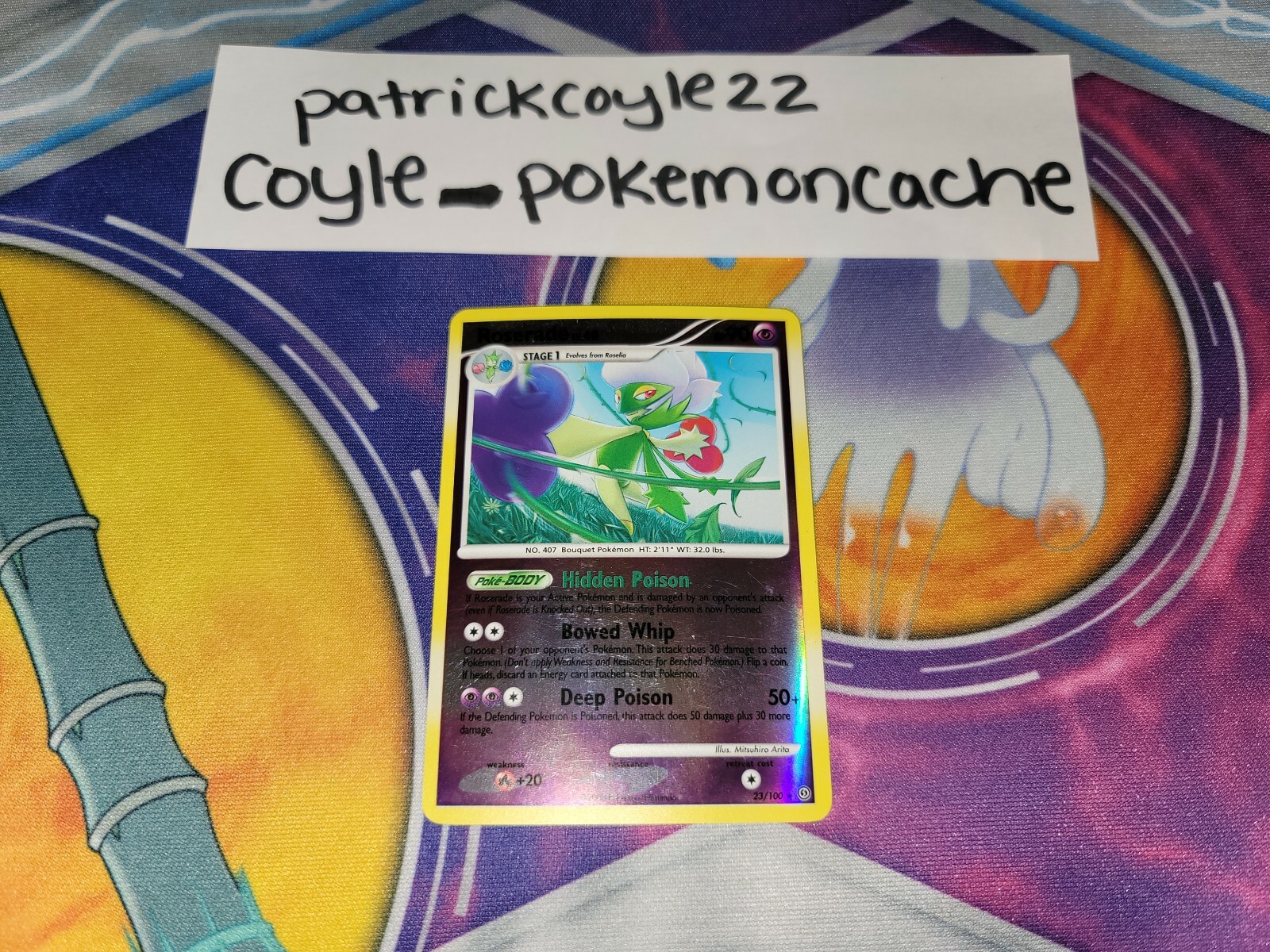 Roserade Reverse Holo Rare Diamond & Pearl Stormfront 23/100 LP front/VLP back