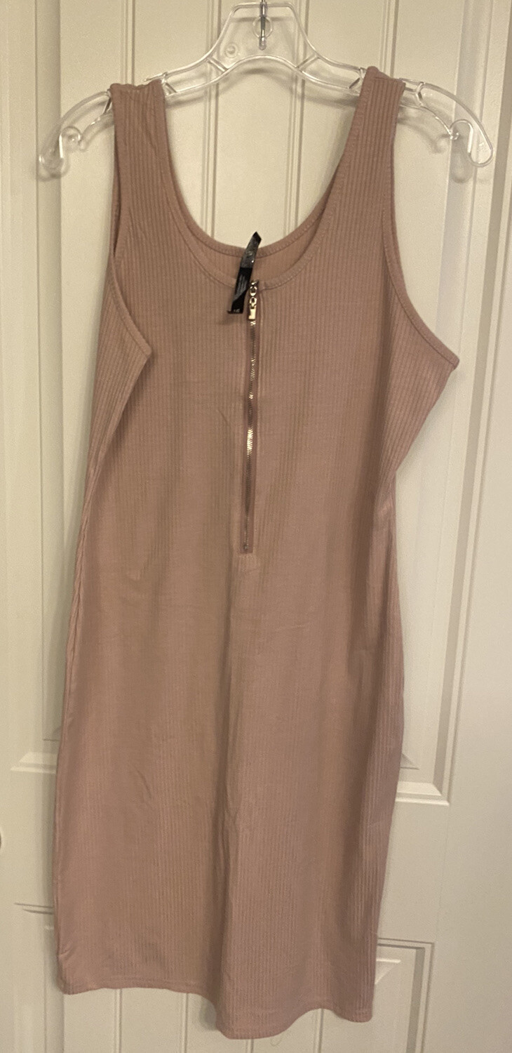 Cool Attitude Size Large Mauve Tank Dress W/Exposed Zipper