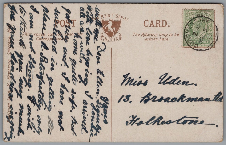 Goodnestone Park Kent England Postcard Postmark 1907 eBay