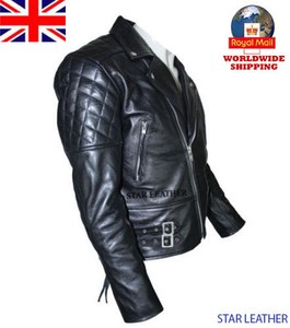 Da Uomo in Pelle Brando Classic Biker Moto Giacca da moto perfecto vintage