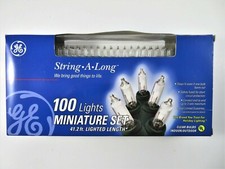 GE String-A-Long Mini Christmas Lights 100 Clear 41' Indoor Outdoor New OldStock
