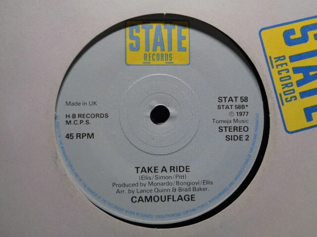 Camouflage featuring MYSTI "Bee Sting" 1977 STATE UK 7" 45rpm - Image 3 of 3