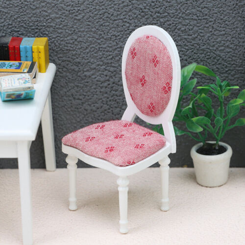 Muebles de madera para sala de estar vintage sillas blancas en miniatura para casa de muñecas a escala 1:12 - Imagen 1 de 5