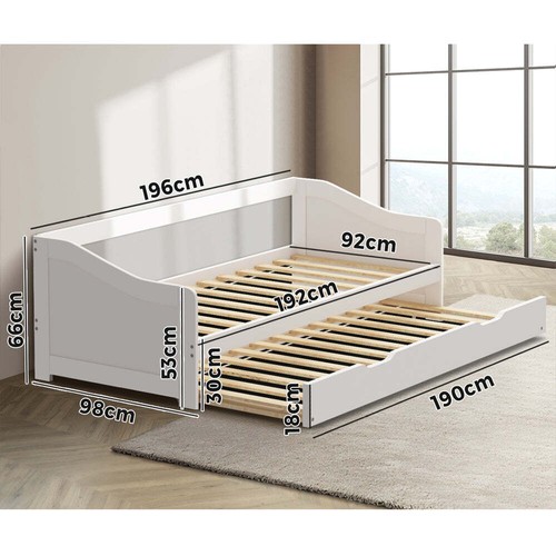 NNEED Trundle Bed Frame Daybed Single Size Wooden - Picture 5 of 6