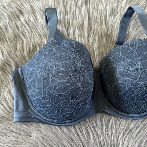 Sujetador Joyspun Balconette para mujer talla 46DD azul floral encaje con aros cierre trasero - Imagen 3 de 6