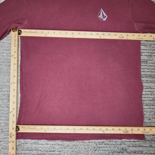 Volcom Size L Mens Sweater Crew Neck Long Sleeve Casual Thermal Waffle Burgundy - Picture 4 of 14