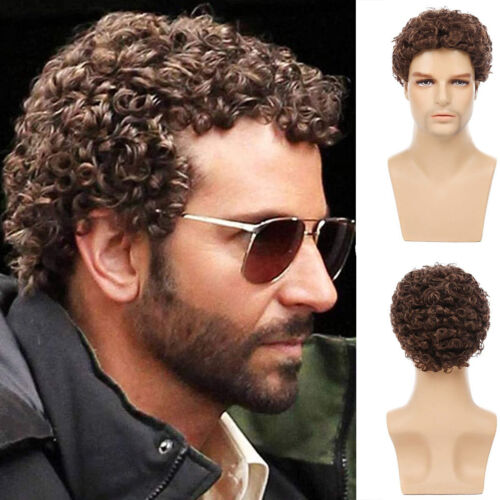 Fashion Mens Short Brown Afro Curly Wig For Male Guy Rocker Wig California  820282366911 | eBay