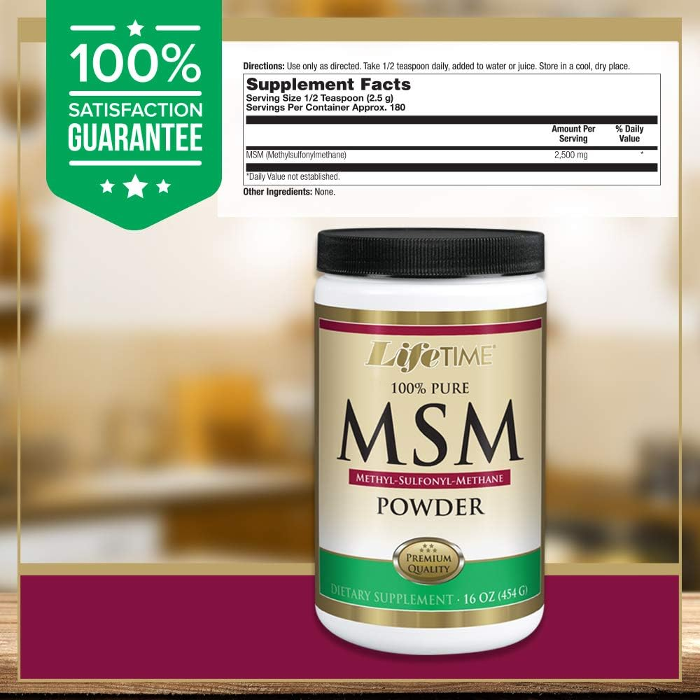 100 Pure MSM (Methylsulfonylmethane) Powder Supports Healthy Joints