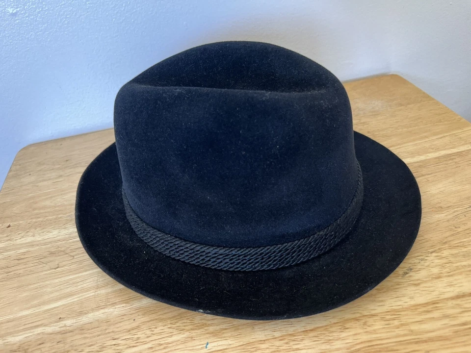 Fedora de fieltro de piel negra Dobbs Hunter Mountain adulto talla 6 7/8 Foto 2 de 4