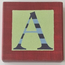 Pottery Barn Kids Letter A Canvas on Wood Block 5  x 5  x 1.5  Initial A, Red