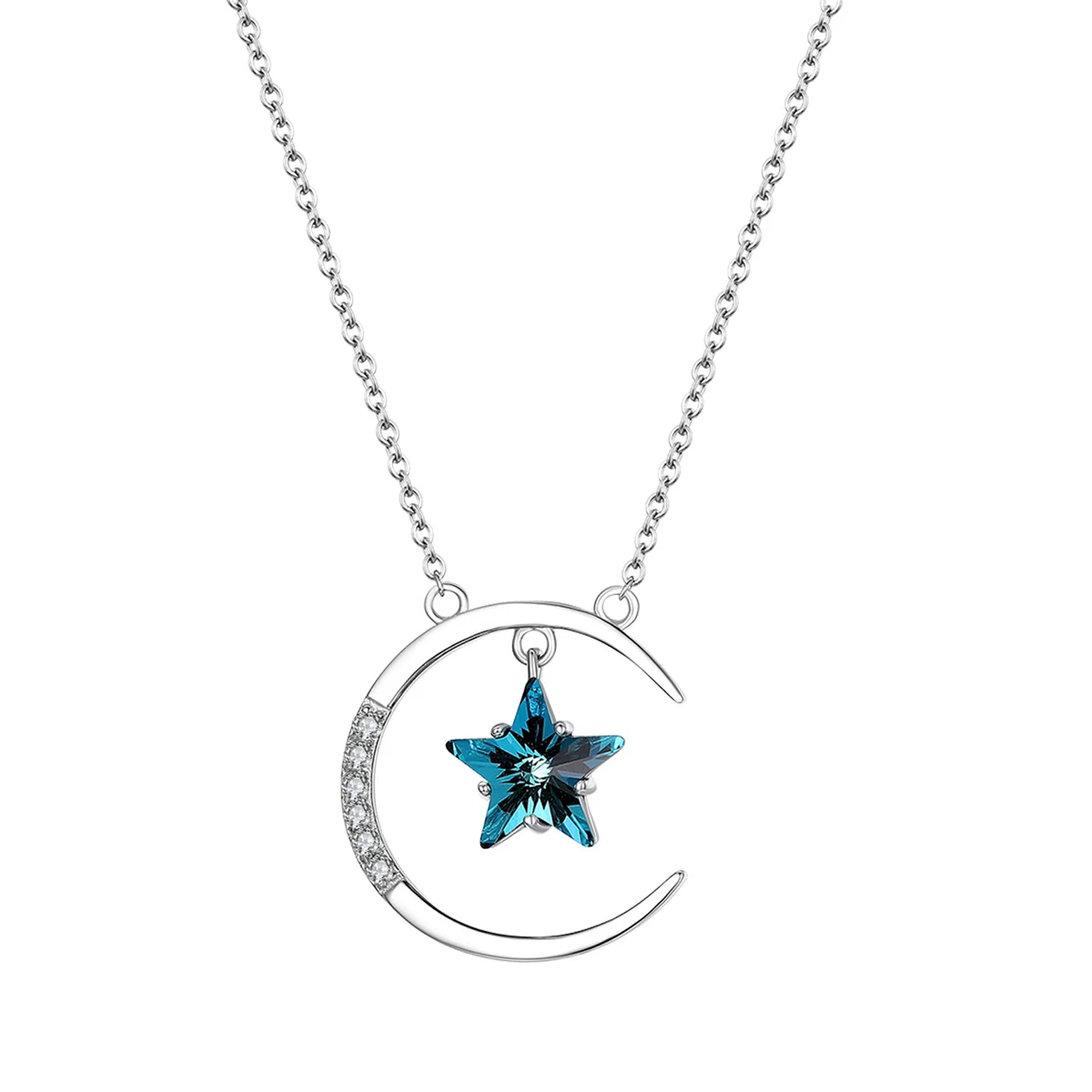 Swarovski crescent moon shop and star necklace
