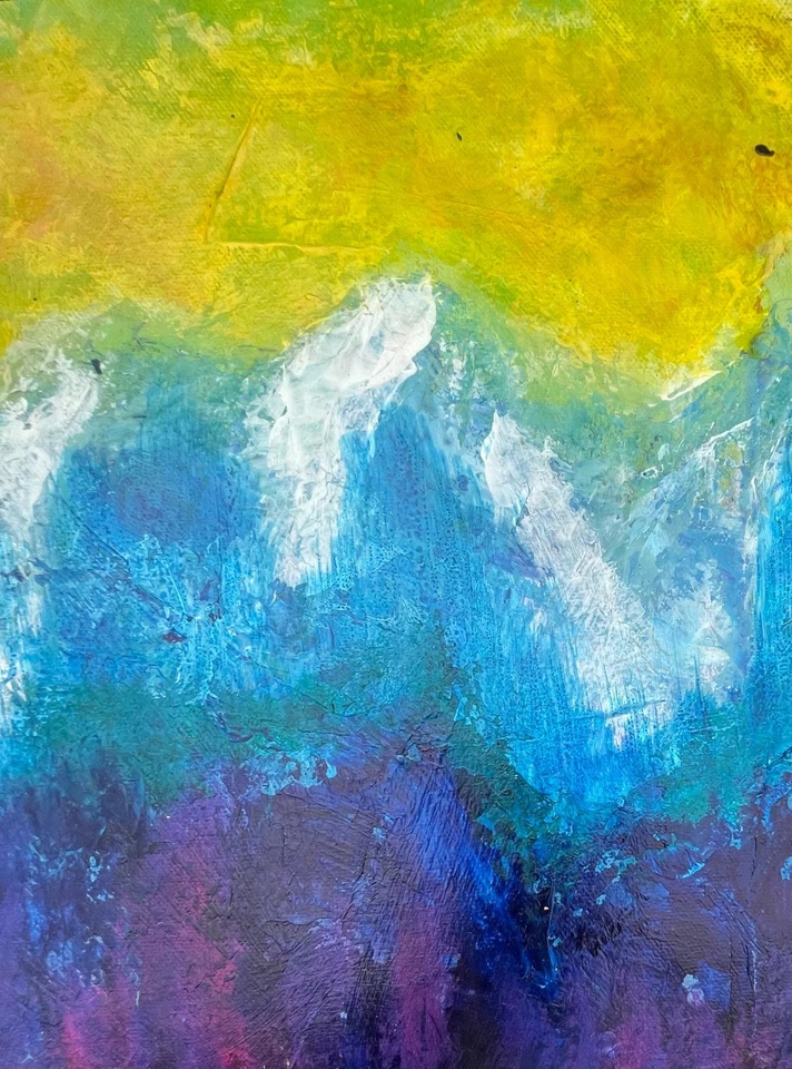 OOAK Abstract Mountain Range 12x16 Canvas Expressionism Abstract Design Home Art - Image 4 of 4