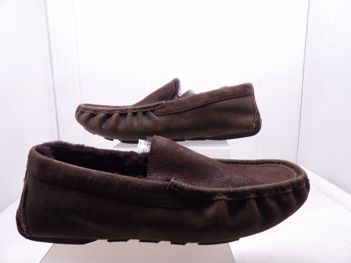 UGG Mens Brown Size 8 EE Henrick Bomber Wool Lined Slip On  display picture 3