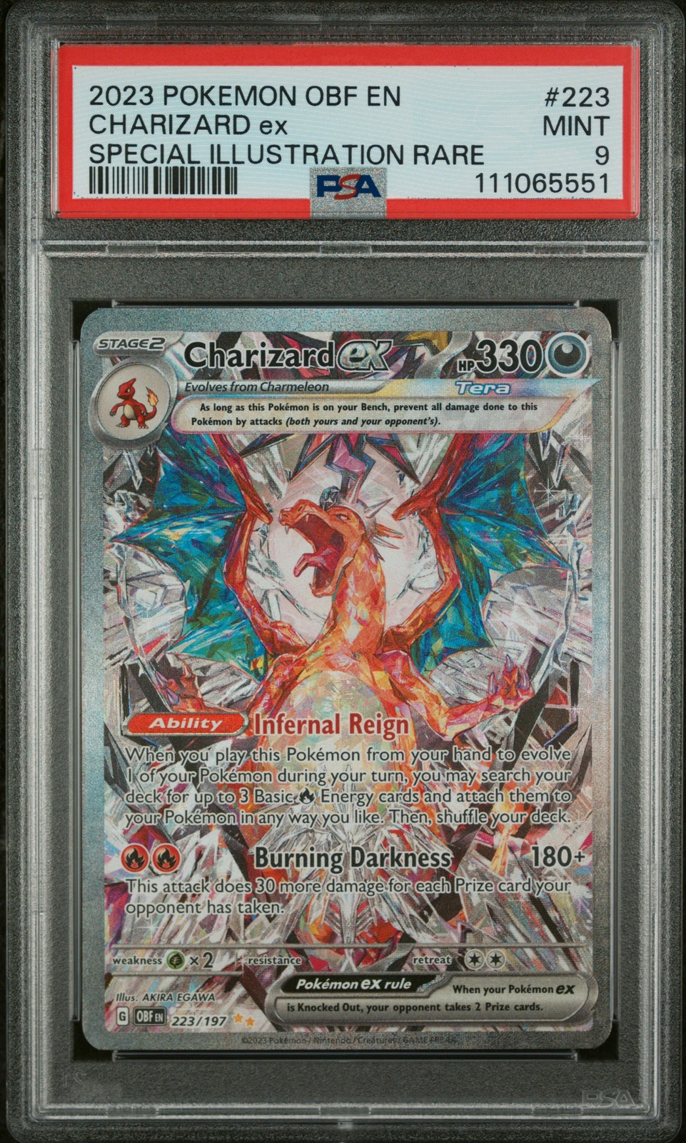 2023 POKEMON OBF EN-OBSIDIAN FLAMES SPECIAL ILLUSTRATION RARE CHARIZARD EX PSA 9